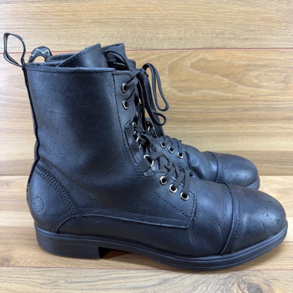 XENA Steel Toe Work Boots Womens US 10.5 Black Leather Cap Toe Zip Slip Oil Resi
